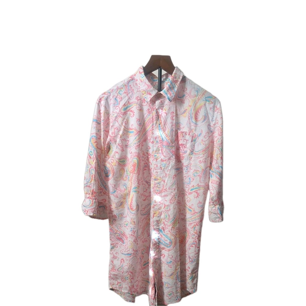 2017 Lauren Ralph Lauren Pastel Colorful Paisley Sleep Shirt Size Large